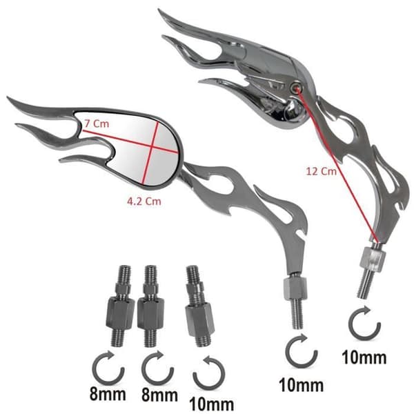 Mirror Couple Mirrors Motorcykel Scooter Custom A-Pro Chrome Adapter