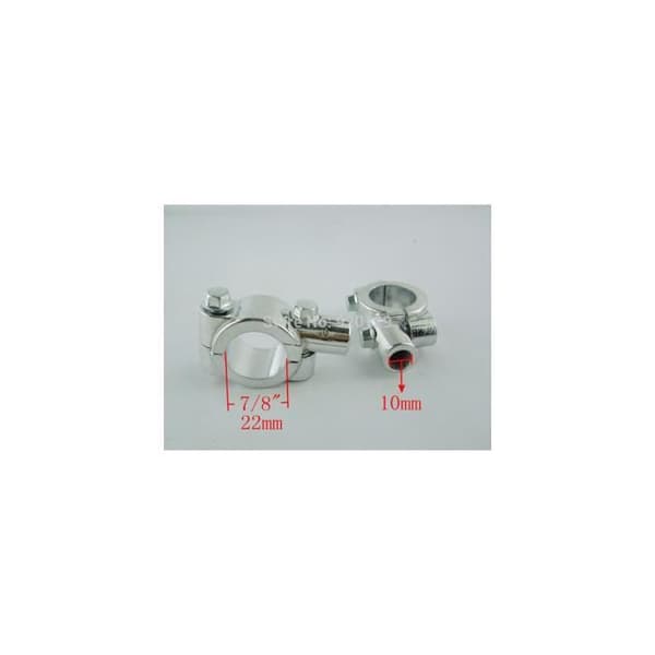 2 x styrstöd 22 mm höger vänster spegelfäste 10 mm krom motorcykel skoter fyrhjuling ...