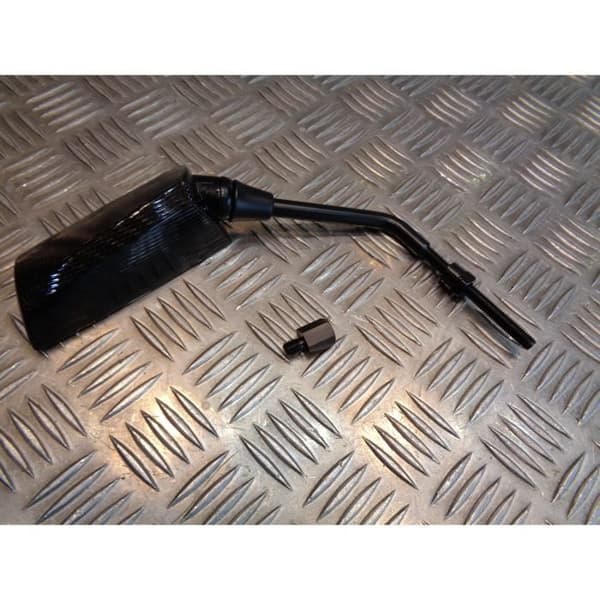 höger spegel f1 deluxe m8 x 175 kolfiberlook + adapter m8 x 25 universell fyrhjuling för motorcykel