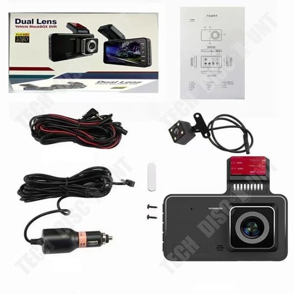 TD® Bilinspelare 4-tums HD Hidden Car Recorder Dubbla linser Dubbelinspelning Omvänd bild