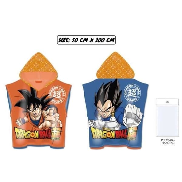 Dragon Ball Z Poncho - Mikrofiber - Vit - Barn - 55x55cm