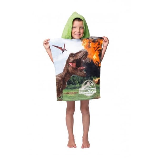 Duschlakan - Jurassic World badponcho i bomull - 50 x 115 cm - Grön