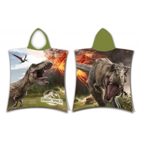 Duschlakan - Jurassic World badponcho i bomull - 50 x 115 cm - Grön