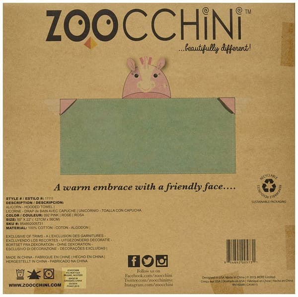 Zoocchini - Badhandduk för barn - Enhörningen Allie - ELEMENT FÖR BARN