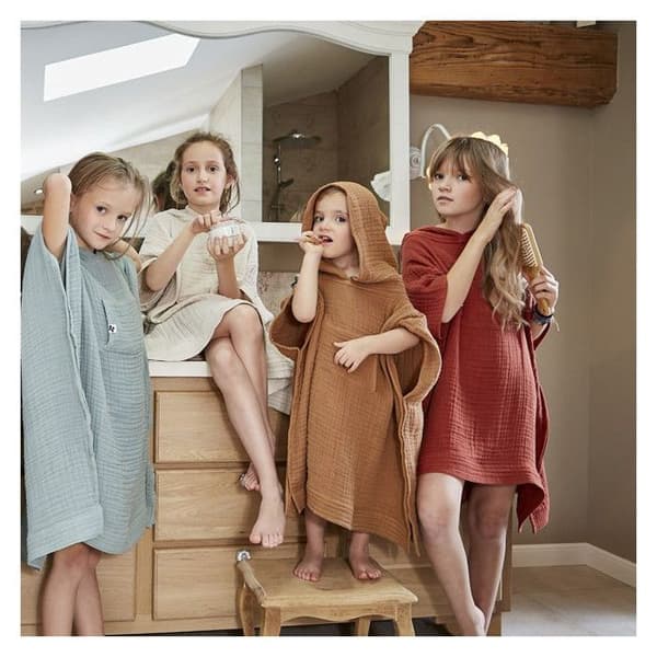 Unisex poncho för barn Vanlig bomullsväv Gaïa - Gaïa Pink Peach - 2 till 5 år