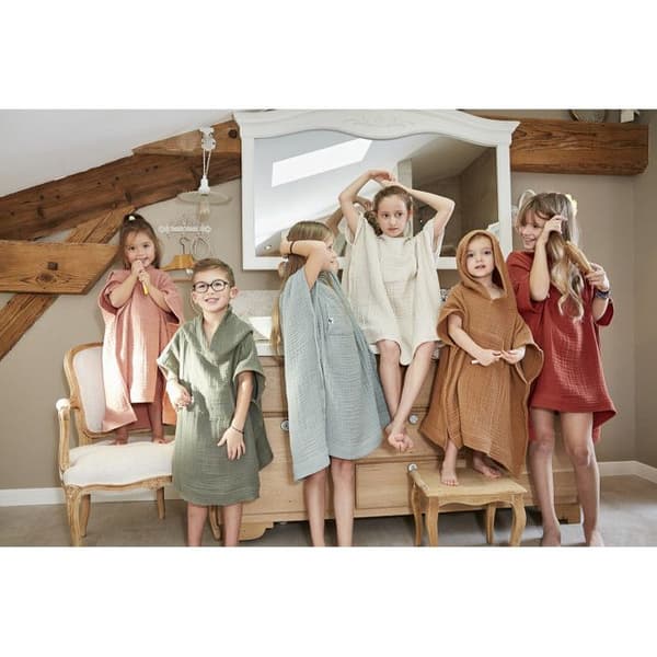 Unisex poncho för barn Vanlig bomullsväv Gaïa - Gaïa Pink Peach - 2 till 5 år