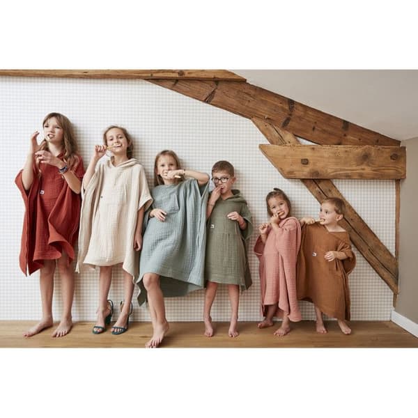 Unisex poncho för barn Vanlig bomullsväv Gaïa - Gaïa Pink Peach - 2 till 5 år