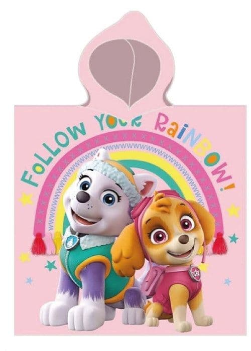 Barnens badponcho med huva Nickelodeon Paw Patrol Skye Chase Everest Rubble Marshall Pawsome Pups rosa 55 x 110 cm, 100 % co