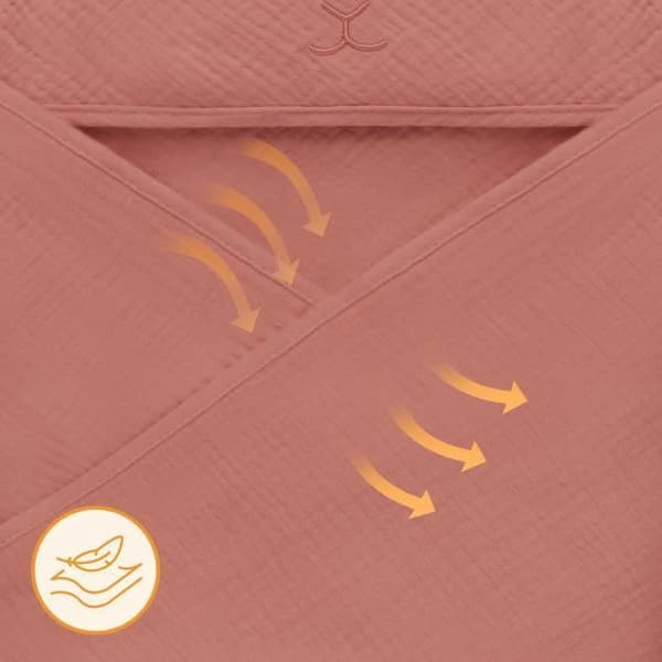 Handduk och morgonrock - LIONELO - Muslin huva handduk - 100% naturlig - 80 x 80 cm - Från första dagen i livet - Röd