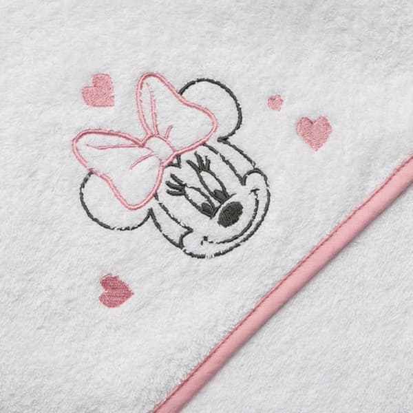DISNEY Minnie Badcape - 80 x 80 cm Vit/Rosa