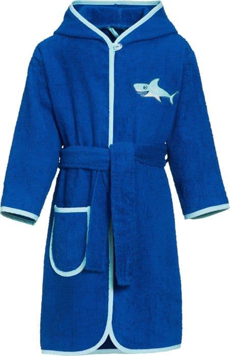 Badutflykt - Playshoes badponcho - 340003 - Frottee-Bademantel Hai Unisex barnmorgonrock Blå 7. 146 cm-152 cm