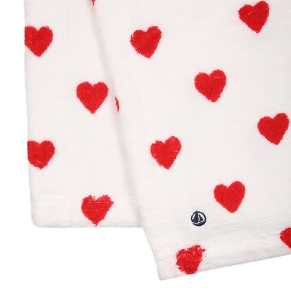 Badrand - badponcho Petit Bateau - A08SI - Unisex Badcape för Baby, Marshmallow/Terkuit Röd Storlek unik