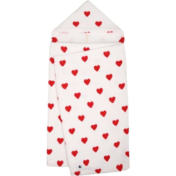 Badrand - badponcho Petit Bateau - A08SI - Unisex Badcape för Baby, Marshmallow/Terkuit Röd Storlek unik