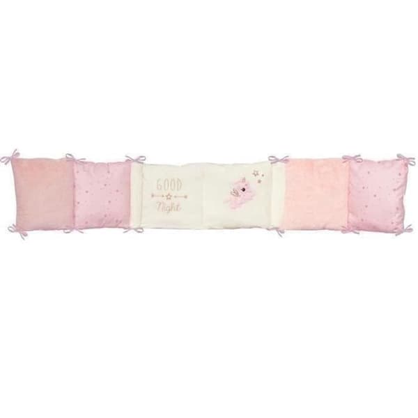 DOMIVA Jolly -sängynpehmuste - 100 % polyesteri-mikrokuitua - mukautuva - valkoinen/pinkki - 30 x 180 cm