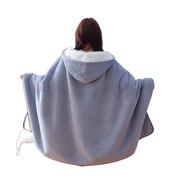 Hætte tæppe, koralfleece stof, anti-pilling, bærbar komfort,W160xL120cm, GRÅ