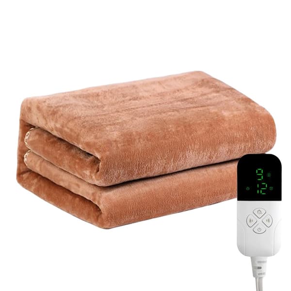 Elektriskt uppvärmd filt, justerbar temperatur, 190W effekt,180 130cm Brun 9