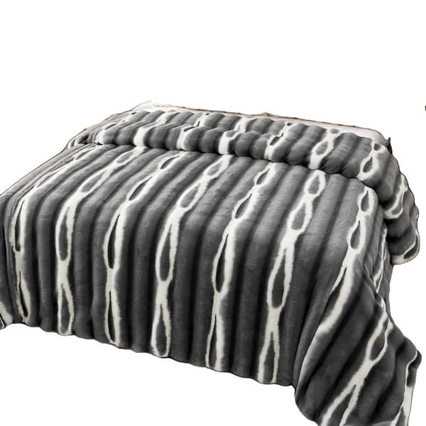 Faux Fur Filt, 100% Polyester, Modern Stil, Randigt Mönster,Gradient mörkgrå, 160x200cm