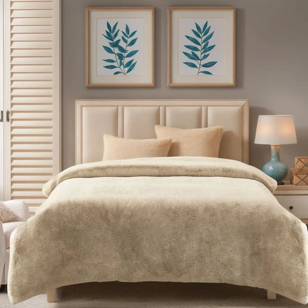 Faux Fur Filt, 100% Polyester, Modern Stil, Randigt Mönster,Ren kamel, 160x200cm