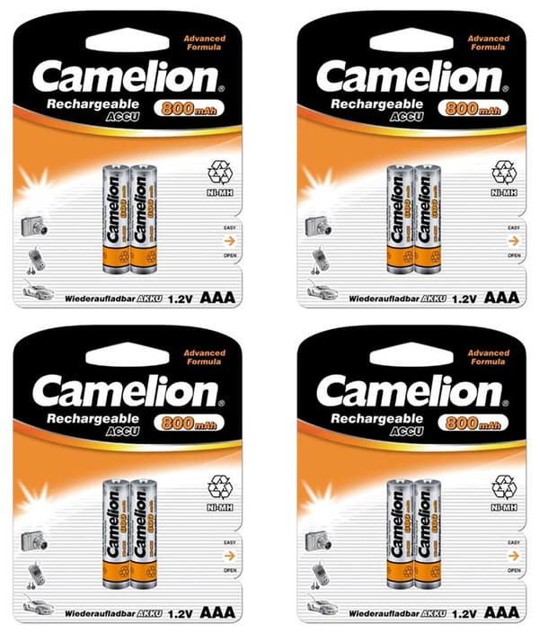 Laddningsbart batteri 8-pack AAA NiMH 800mAh