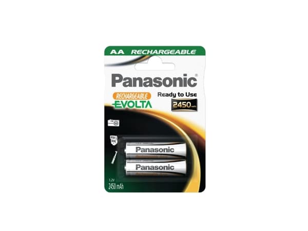 1x2 Panasonic Akku NiMH Mignon AA 2450 mAh Rechargeable Evolta (P6E/2B2450)