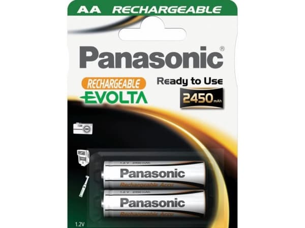 1x2 Panasonic Akku NiMH Mignon AA 2450 mAh Rechargeable Evolta (P6E/2B2450)