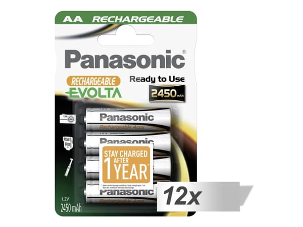 Panasonic NiMH Mignon AA 2450mAh, AA, Nikkelmetallhydrid (NiMH), 1,2 V, 4 stykker, 2450 mAh