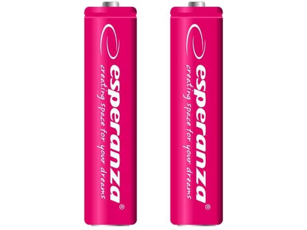 Esperanza EZA101R, Oppladbart batteri, AAA, Nikkelmetallhydrid (NiMH), 1,2 V, 2 stykker, 1000 mAh