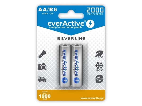 Everactive EVHRL6-2000, Oppladbart batteri, AA, Nikkelmetallhydrid (NiMH), 1,2 V, 2 stykker, 2000 mAh