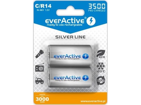 Everactive EVHRL14-3500, Oppladbart batteri, C, Nikkelmetallhydrid (NiMH), 1,2 V, 2 stykker, 3500 mAh