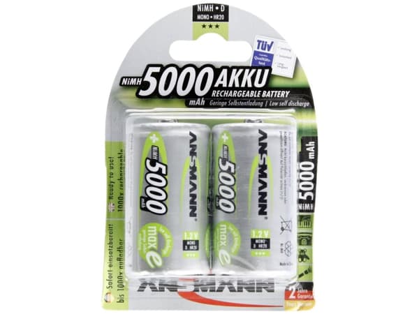 ANSMANN - Batteri 2 x D - NiMH - (uppladdningsbara) - 5000 mAh