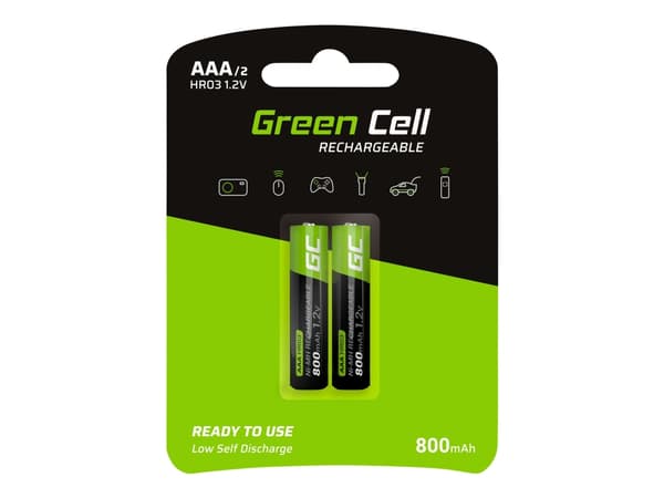 Vihreä kenno - Akku 2 x AAA - NiMH - (ladattava) - 800 mAh