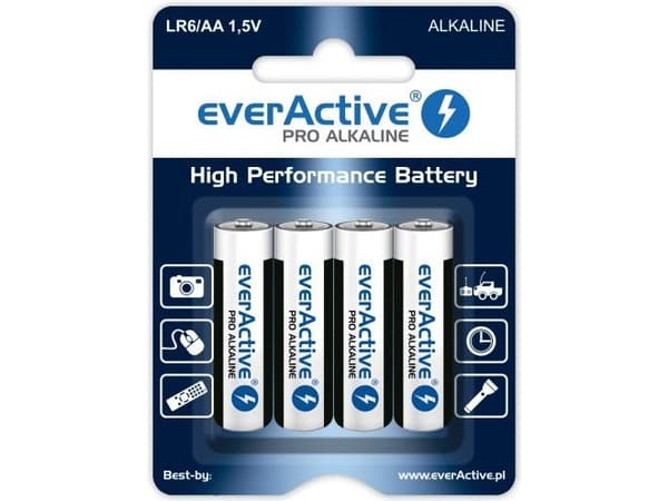 Everactive LR64BLPA, Engangsbatteri, AA, Alkalinsk, 1,5 V, 4 stykker, 3000 mAh