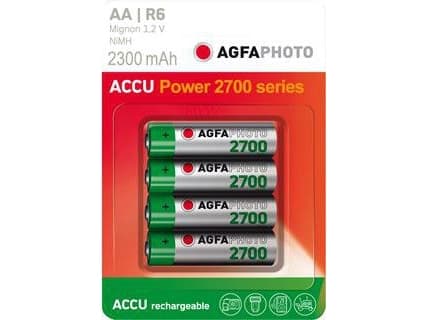 AgfaPhoto NiMh Mignon 2700 mAh, Oppladbart batteri, Nikkelmetallhydrid (NiMH), 1,2 V, 4 stykker, 2700 mAh