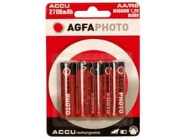 AgfaPhoto NiMh Mignon 2700 mAh, Oppladbart batteri, Nikkelmetallhydrid (NiMH), 1,2 V, 4 stykker, 2700 mAh