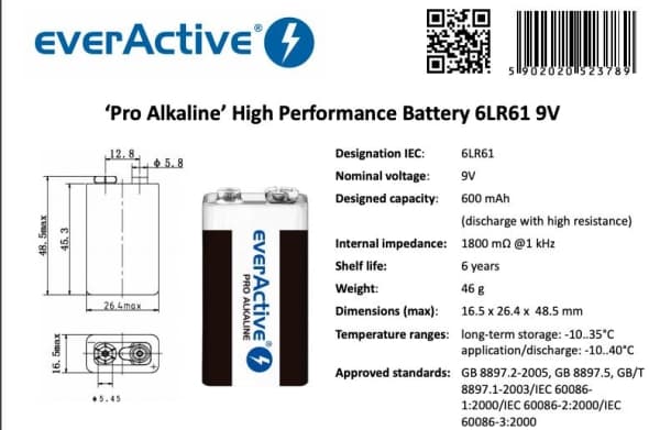 Alkaliparisto everActive 6LR61 9V (R9*) Pro alkaliparisto everActive 6LR61 9V (R9*) Pro Alkaline