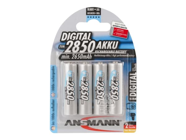 Ansmann 5.0350.92, Ladattava akku, AA, Nikkelimetallihybridi (NiMH), 1,2 V, 4 kpl, 2850 mAh