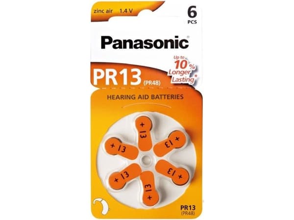 Panasonic V13 6-BL (PR48/PR13H), Kertakäyttöinen akku, Sinkki-ilma, 1,4 V, 6 kpl, 310 mAh, Hopea
