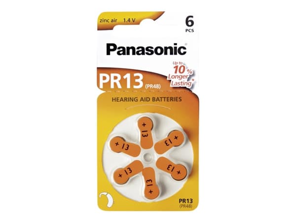 Panasonic V13 6-BL (PR48/PR13H), Kertakäyttöinen akku, Sinkki-ilma, 1,4 V, 6 kpl, 310 mAh, Hopea