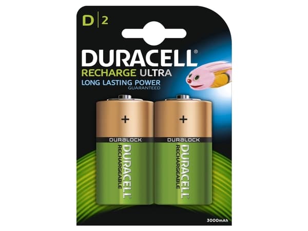 Batteri Duracell genopladelig D 3000mAh 2stk/pak
