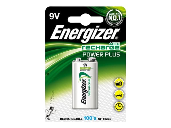 Energizer Accu Recharge Power Plus - Batteri 9V - NiMH - (ladbare) - 175 mAh