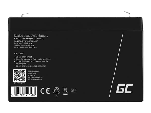 Green Cell - UPS-batteri - 1 x batteri - Sealed Lead Acid (SLA) - 7 Ah - svart