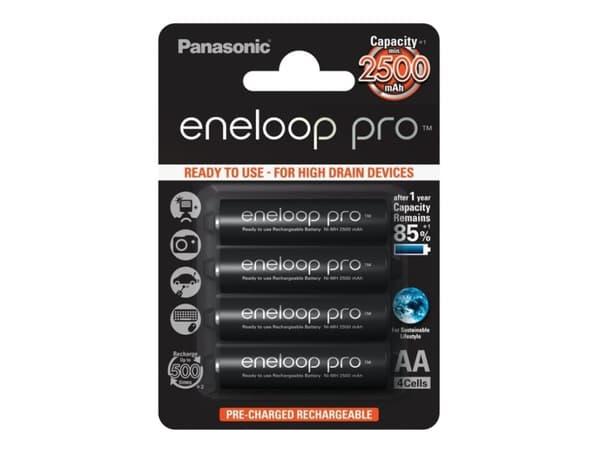 Panasonic eneloop pro BK-3HCDE - Batteri 4 x AA-type - NiMH - (ladbare) - 2500 mAh