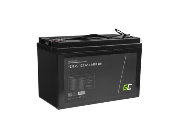 Green Cell CAV13, Lithium Iron Phosphate (LiFePO4), 125 Ah, 12,8 V, Marine/fritid, Vedlikeholdsfri, 329 mm
