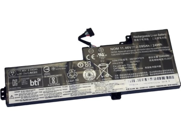 BTI - Batteri til bærbar PC (tilsvarer: Lenovo 01AV421) - litiumpolymer - 3-cellers - 2094 mAh - 24 Wh - for Lenovo ThinkPad T470 20HD, 20HE, 20JM, 2