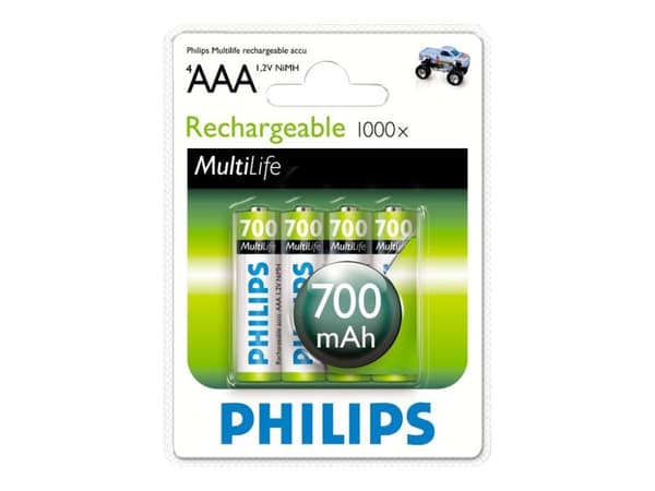Philips Multilife R03B4A70 - Batteri 4 x AAA - NiMH - (ladbare) - 700 mAh