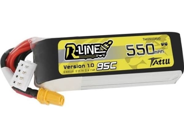 Tattu TAA5503S95XT3, 550 mAh, Litium Polymer (LiPo), 11,1 V, Svart, Röd, Vit, Gul, 1 styck, Hög