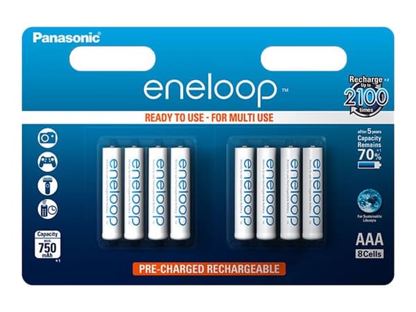 Panasonic eneloop BK-4MCCE/8BE - Batteri 8 x AAA - NiMH - (ladbare) - 750 mAh