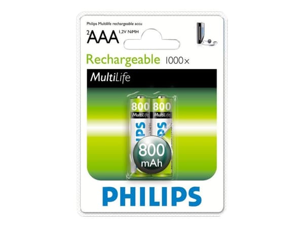 Philips Multilife R03B2A80 - Batteri 2 x AAA - NiMH - (uppladdningsbart) - 800 mAh