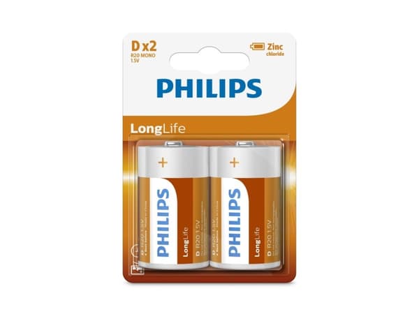 Philips LongLife R20L2B - Batteri 2 x D - Kul-sink