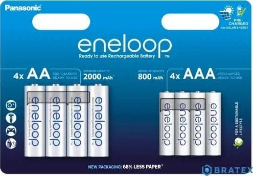 Panasonic eneloop BK-KJMCDE44E - Batteri - (4 AA batteries, 4 AAA batteries) 8 x AA / AAA - NiMH - (ladbare)